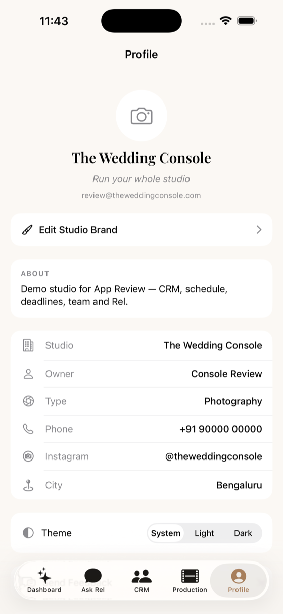 The Wedding Console — studio profile